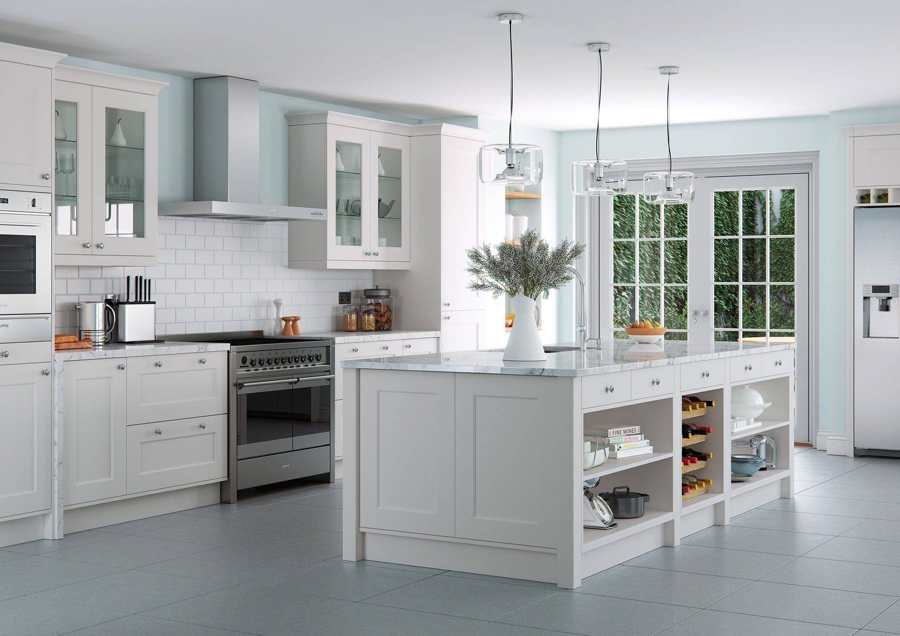 Florence Light Grey Shaker Open Plan Kitchen With Island | Colourhill, Lincoln