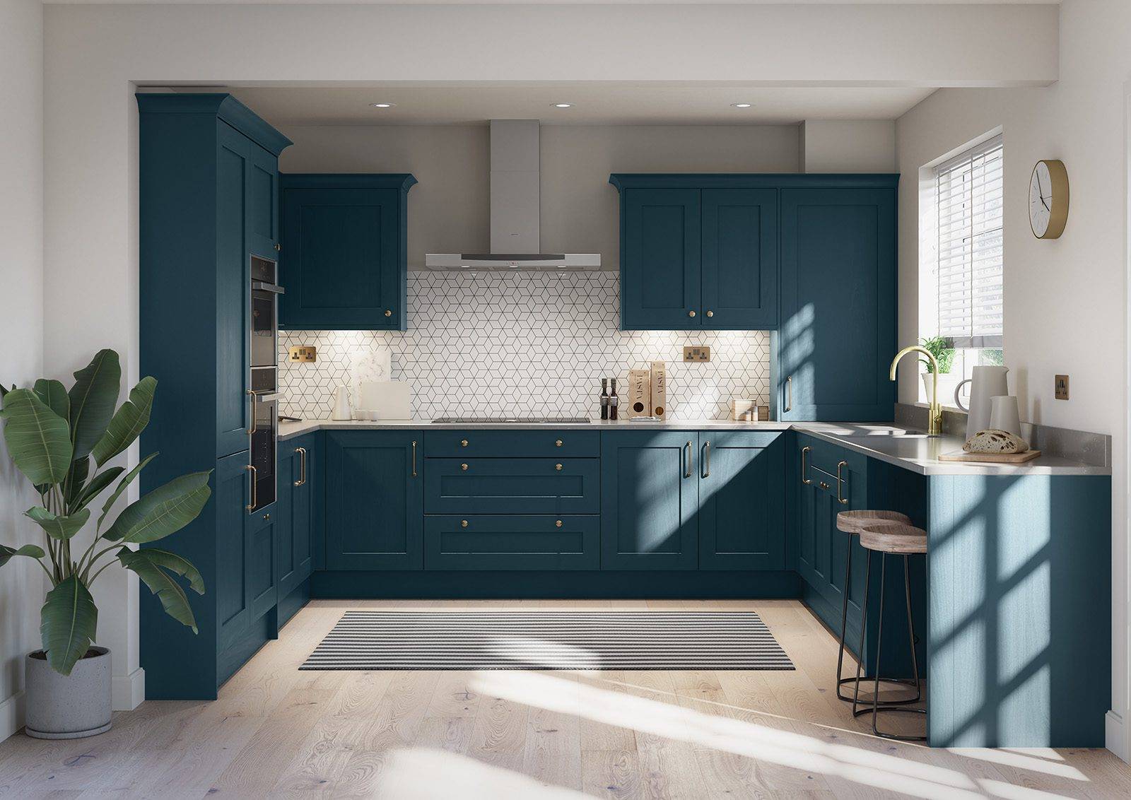 Second Nature Teal Shaker U Shaped Kitchen | Colourhill, Lincoln