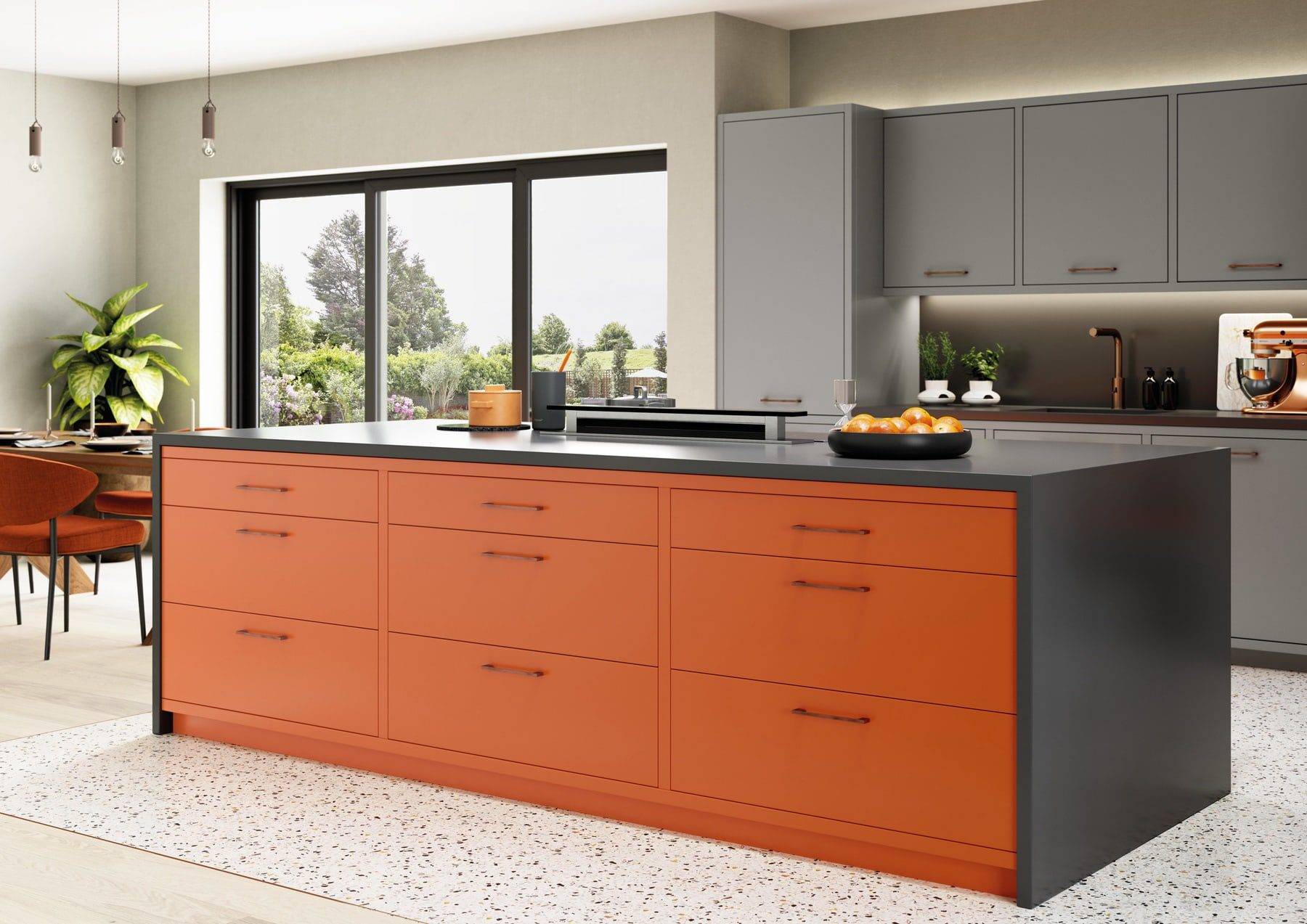 Zola Matte Cms Orange Dust Grey And Graphite In Frame Kitchen 1 | Colourhill, Lincoln