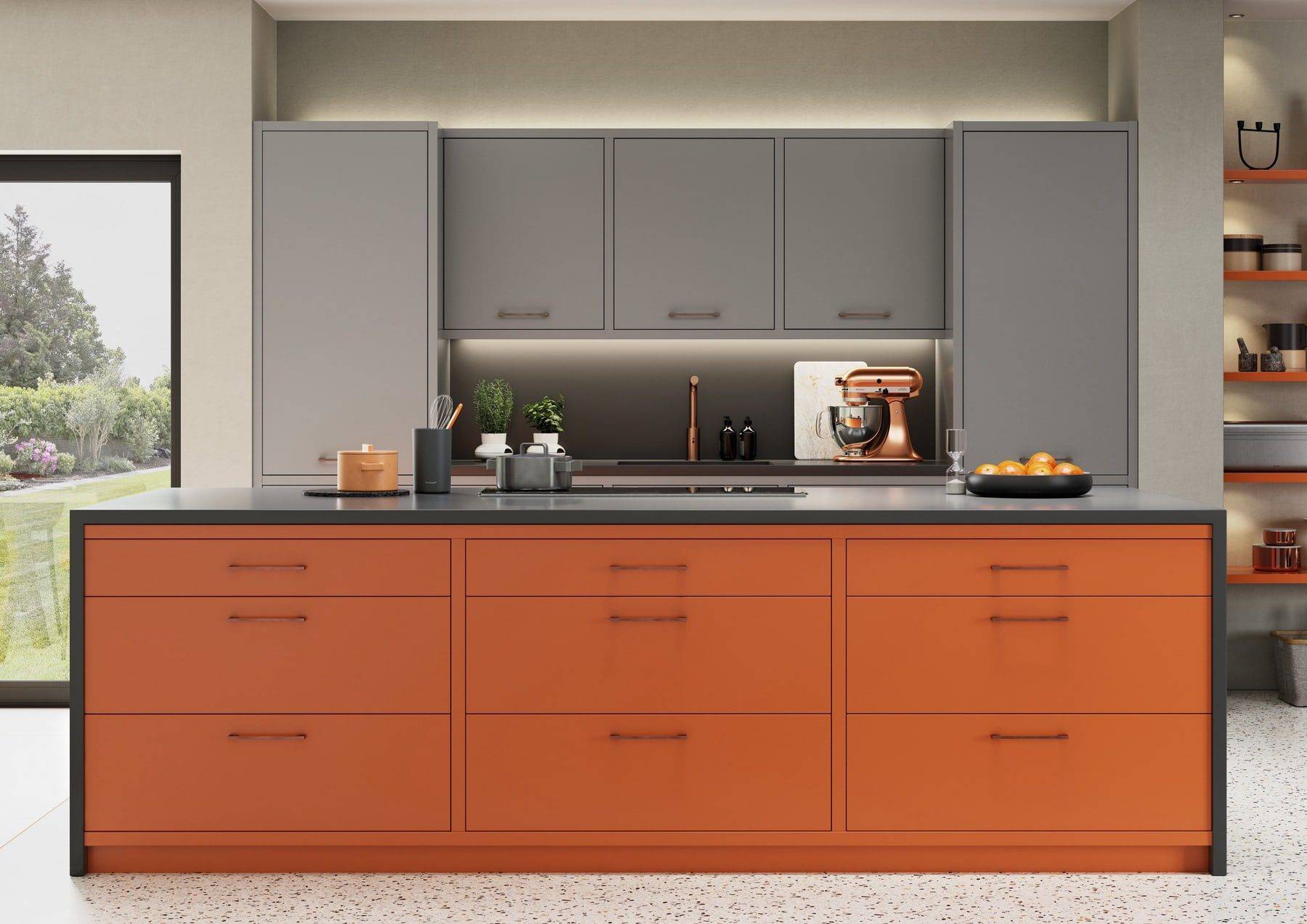 Zola Matte Cms Orange Dust Grey And Graphite In Frame Kitchen | Colourhill, Lincoln
