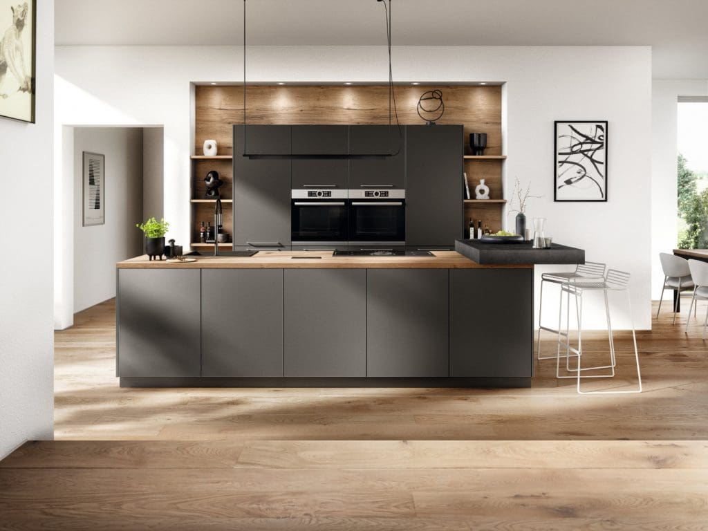 Nobilia Charcoal Matt Handleless Kitchen | Qudaus Living, Sutton Coldfield