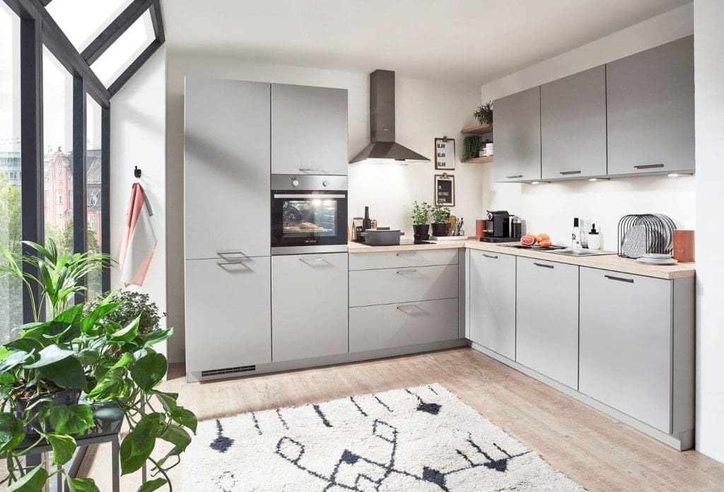 Nobilia Matt Grey L Shaped Kitchen 2021 | Qudaus Living, Sutton Coldfield