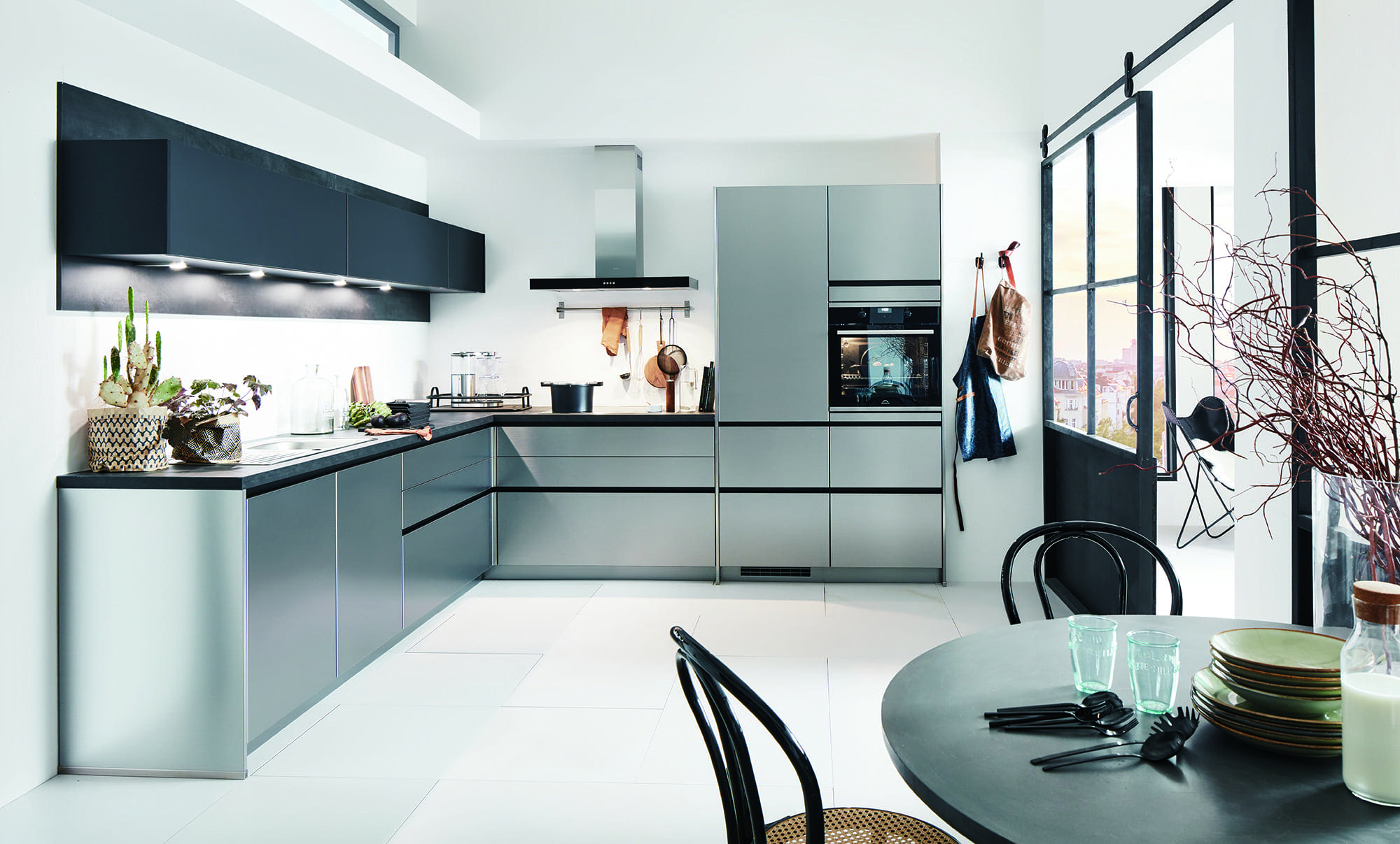 Nobilia Metallic Handleless L Shaped Kitchen 2021 1 | Qudaus Living, Sutton Coldfield
