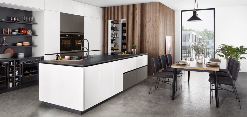 Nobilia Modern Open Plan Handleless Kitchen | Qudaus Living, Sutton Coldfield