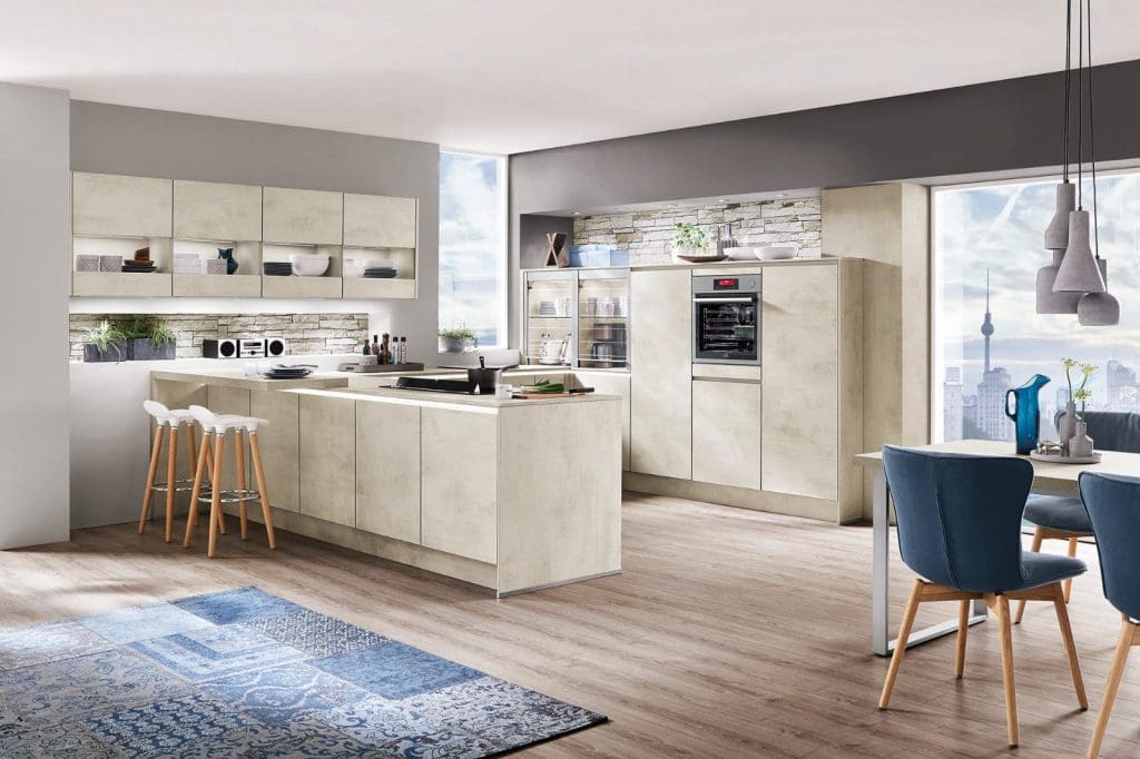 Nobilia Stone Handleless U Shaped Kitchen 2021 | Qudaus Living, Sutton Coldfield