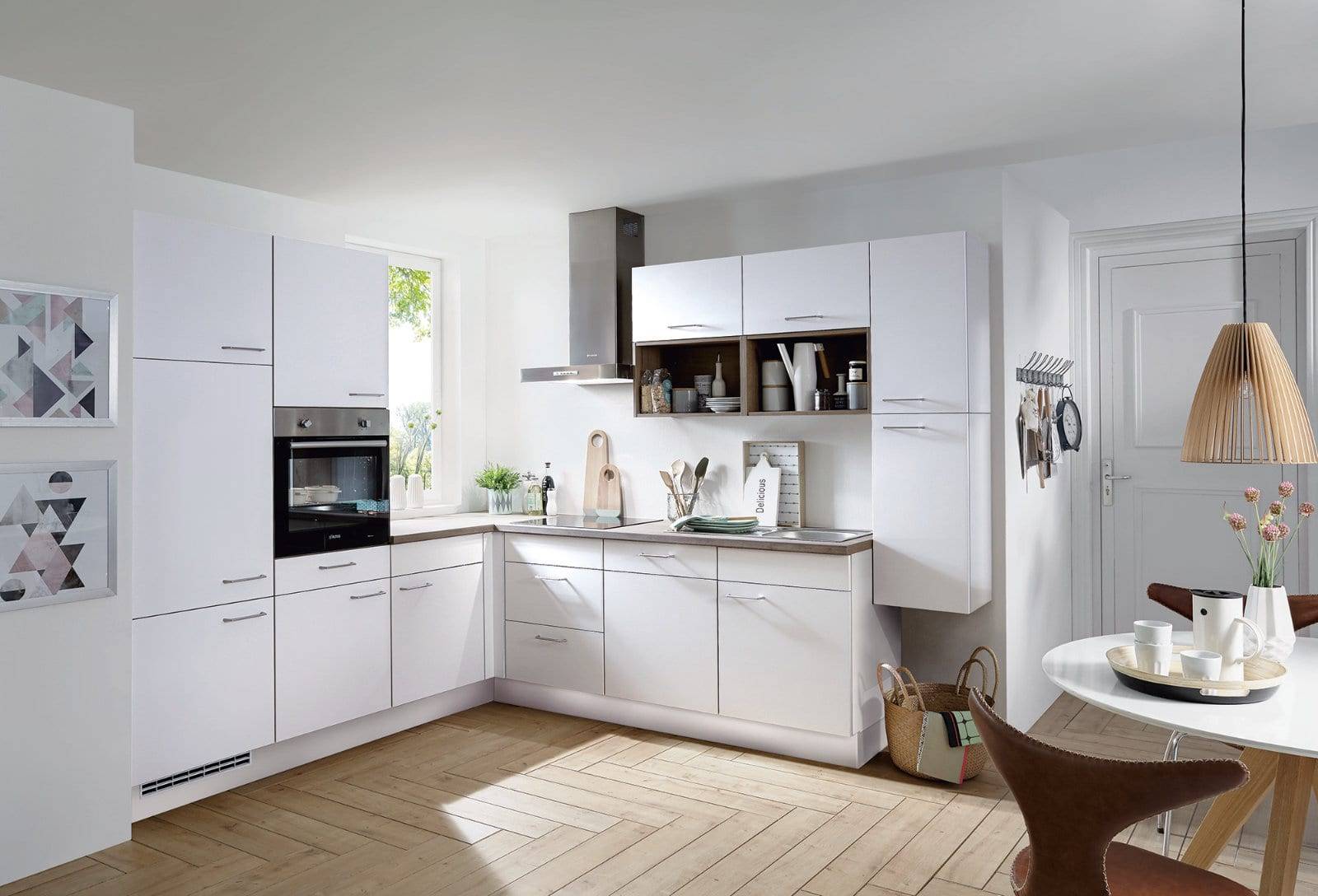 Nobilia Matt White L Shaped Kitchen 2021 | Qudaus Living, Sutton Coldfield