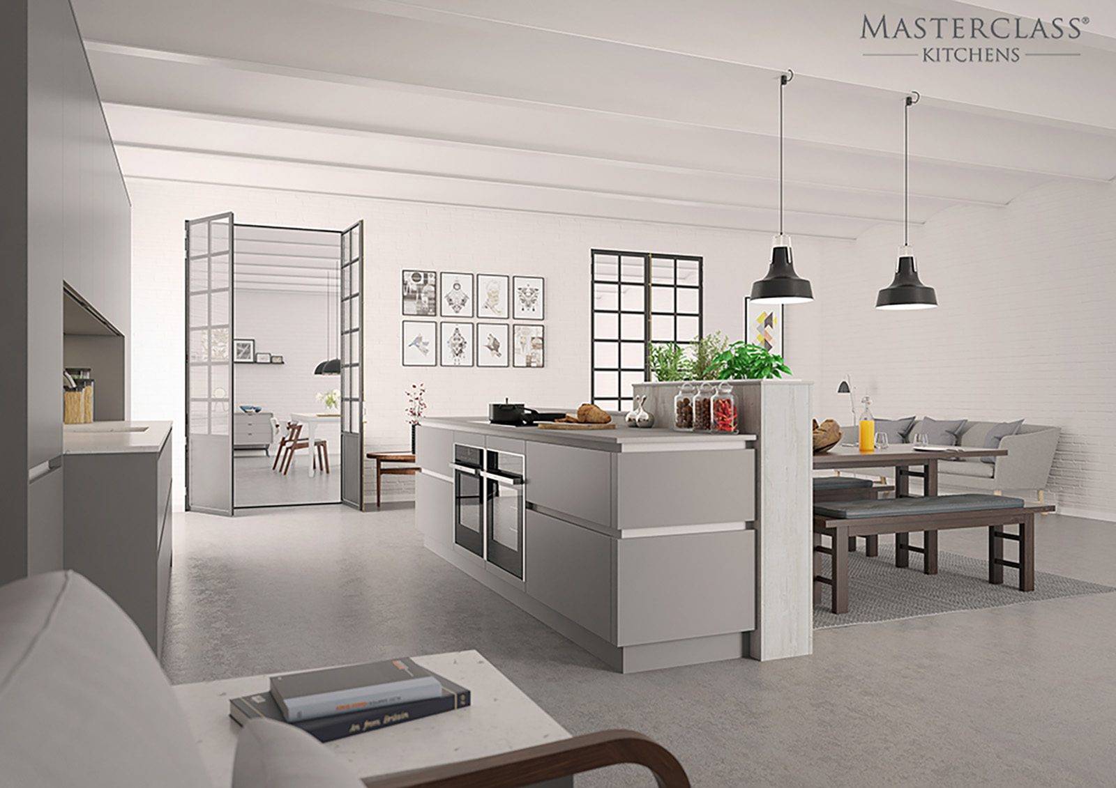 Masterclass Grey Matt Handleless Kitchen | Plum-Mex, Farnham