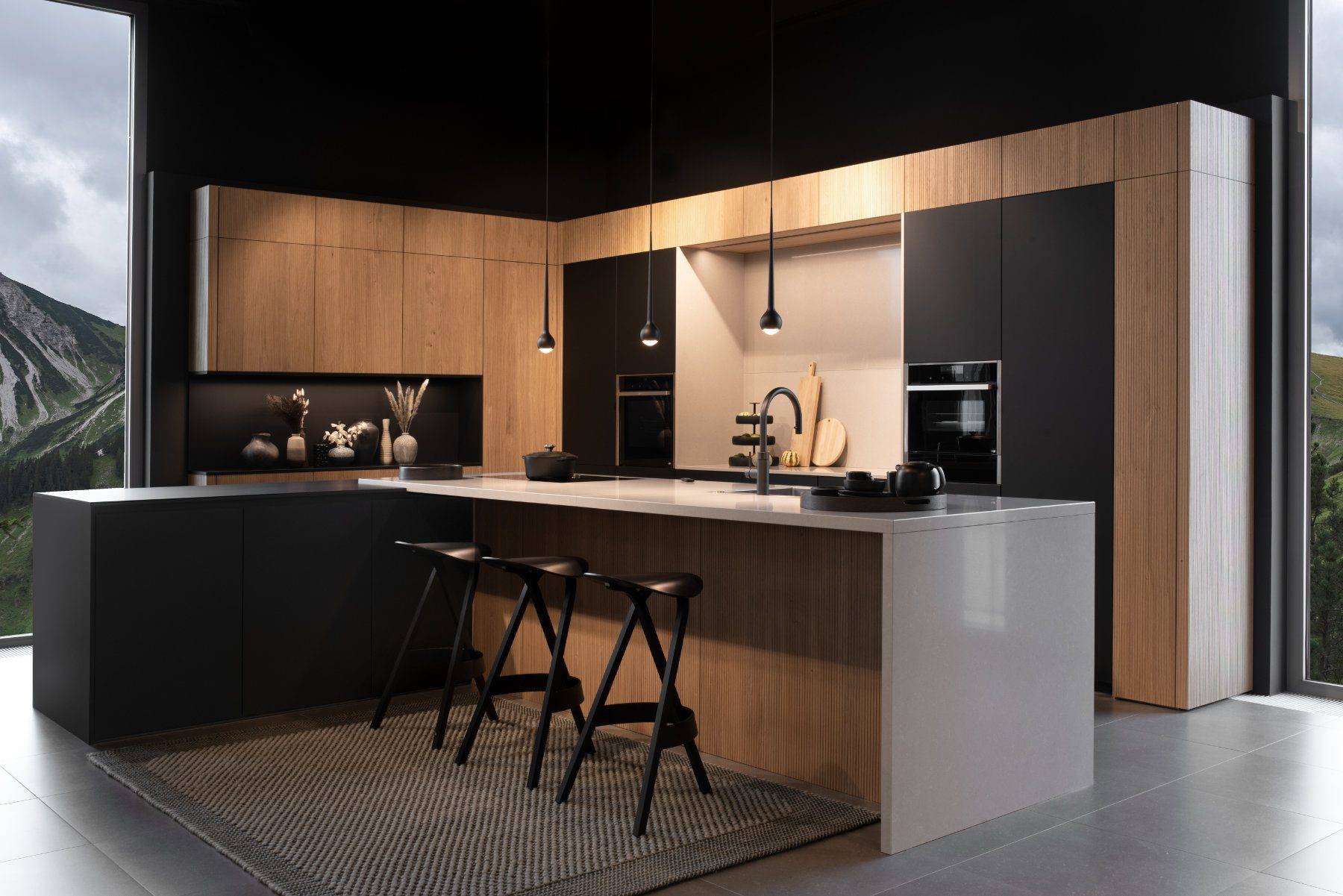 Leicht Matt Black Wood Handleless Kitchen | Kitchens By Design, Herefordshire