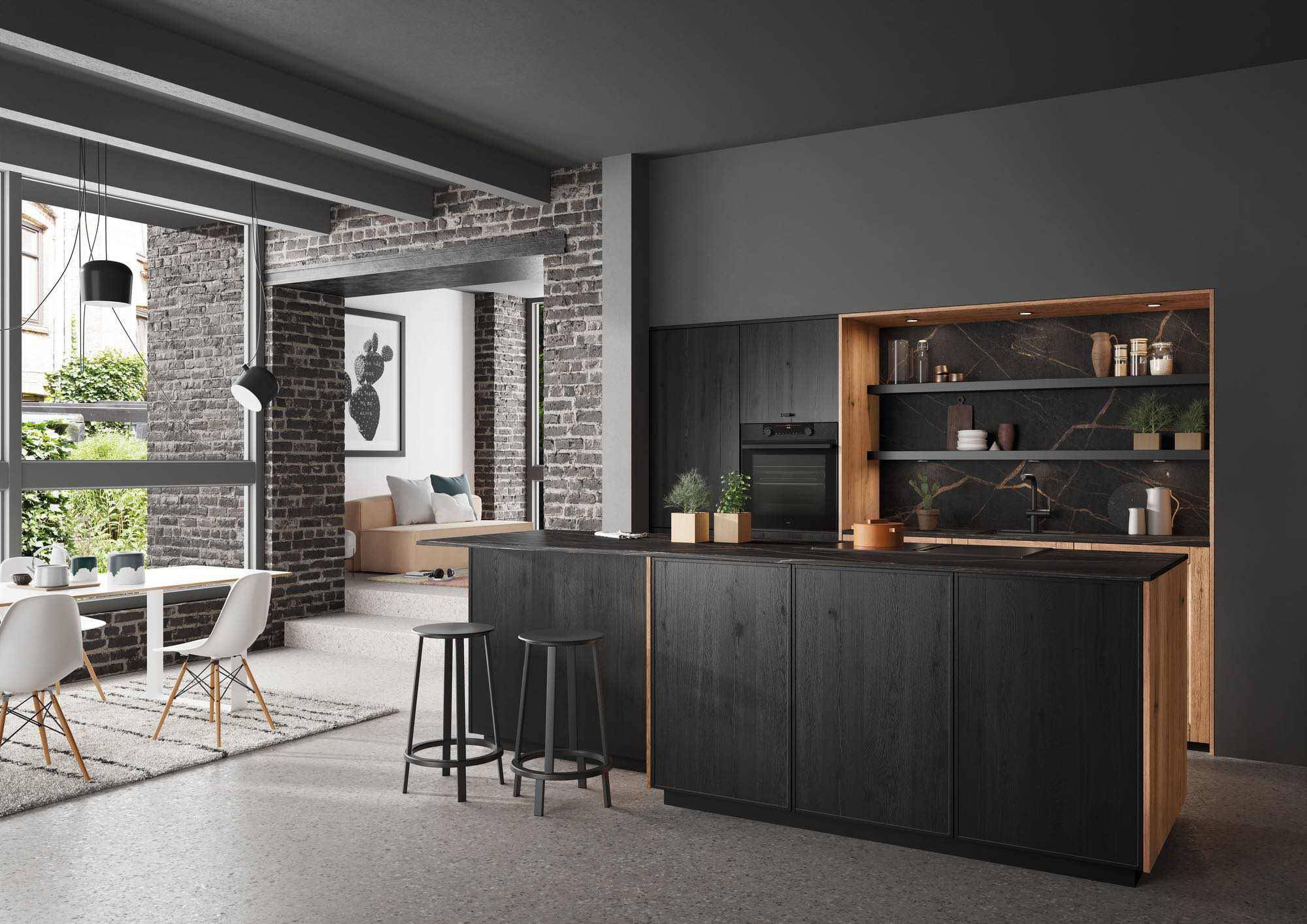 Rotpunkt Dark Wood Kitchen With Island 2 | Kitchens By Design, Herefordshire