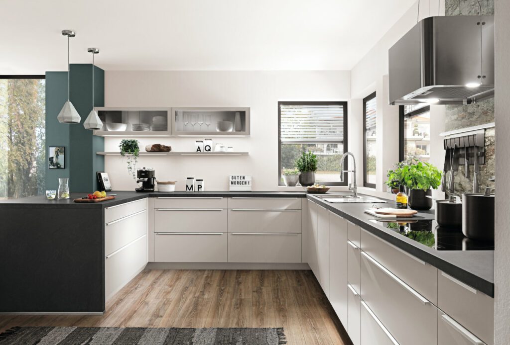 Nobilia Matt White U Shaped Kitchen 1 | German Kitchen Outlet Greenhill, Sheffield