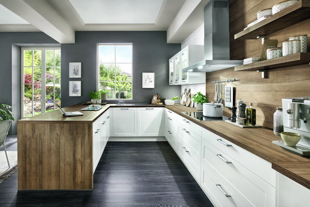 Nobilia Matt White Wood Shaker U Shaped Kitchen 2021 | German Kitchen Outlet Greenhill, Sheffield