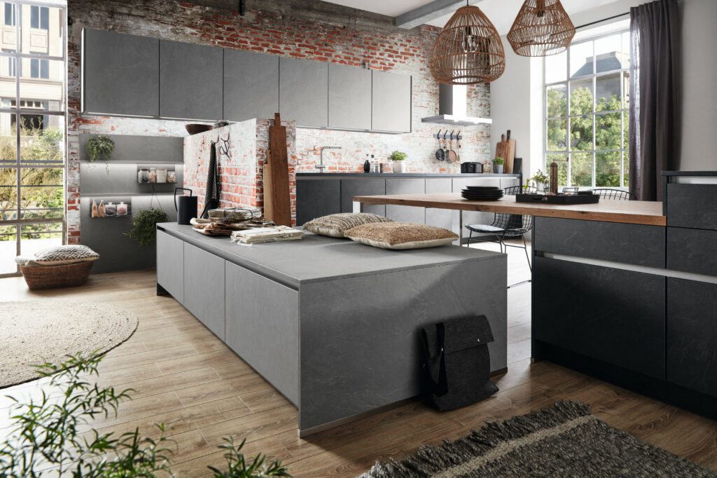 Nobilia Stone Open Plan Kitchen | German Kitchen Outlet Greenhill, Sheffield