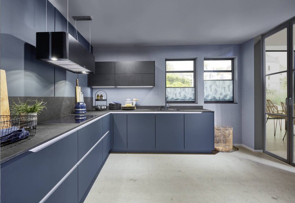 Nobilia Vibrant Blue Kitchen L Shape 1 1 | German Kitchen Outlet Greenhill, Sheffield