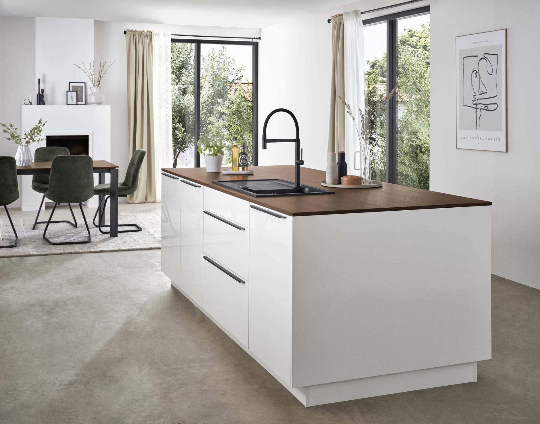 Nobilia White Gloss Kitchen Island | Lead Wolf, Gotham