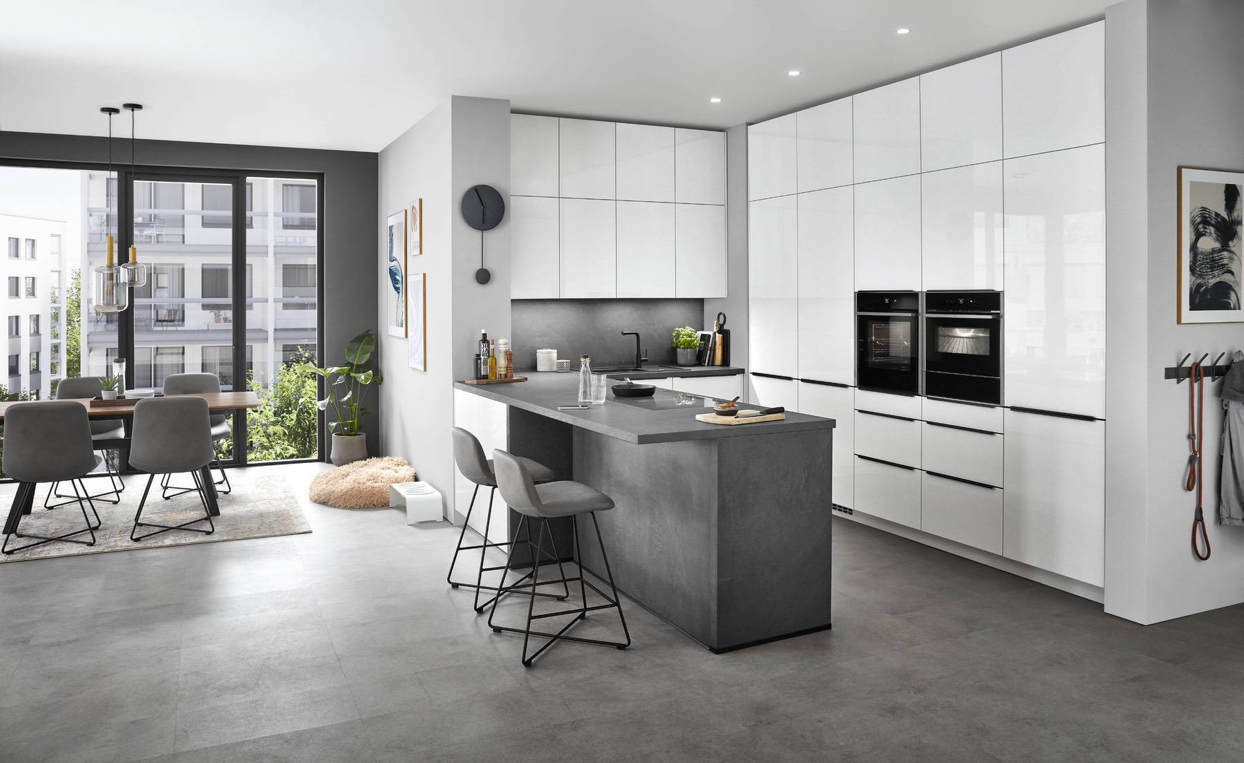 Nobilia Light Grey Gloss Kitchen 1 | Lead Wolf, Gotham