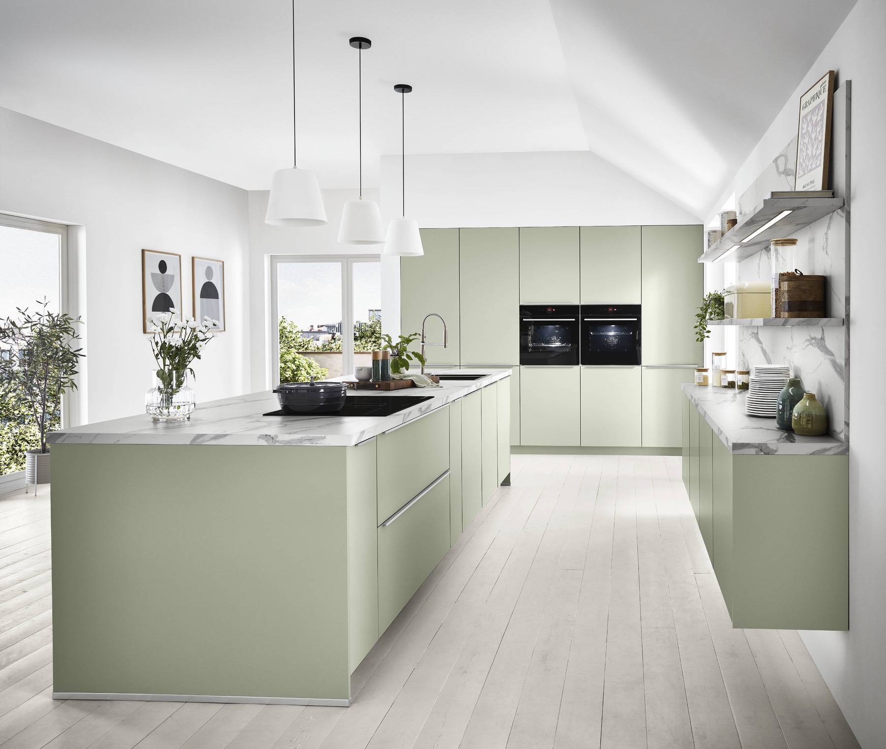 Nobilia Light Green Matt Kitchen 1 | Lead Wolf, Gotham