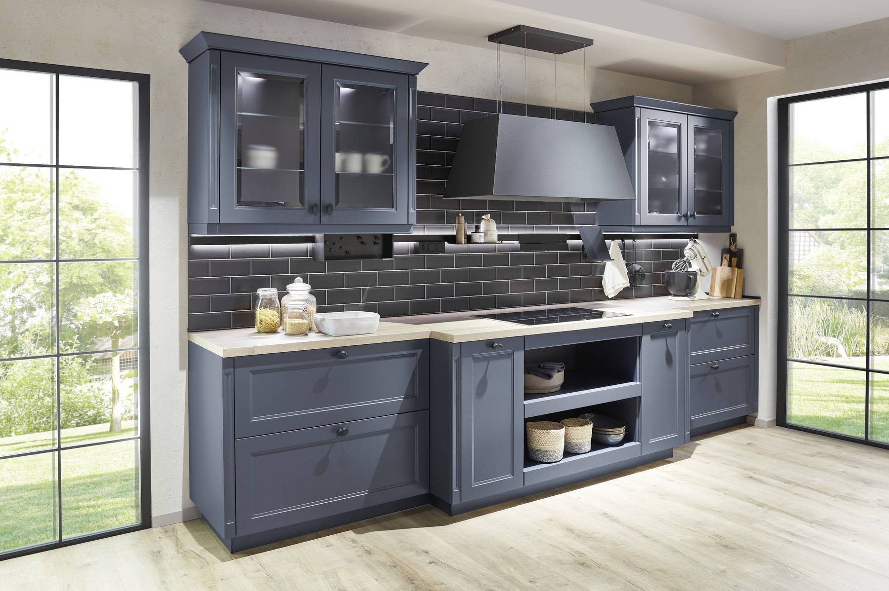 Nobilia Blue Shaker Tile Splashback | Lead Wolf, Gotham