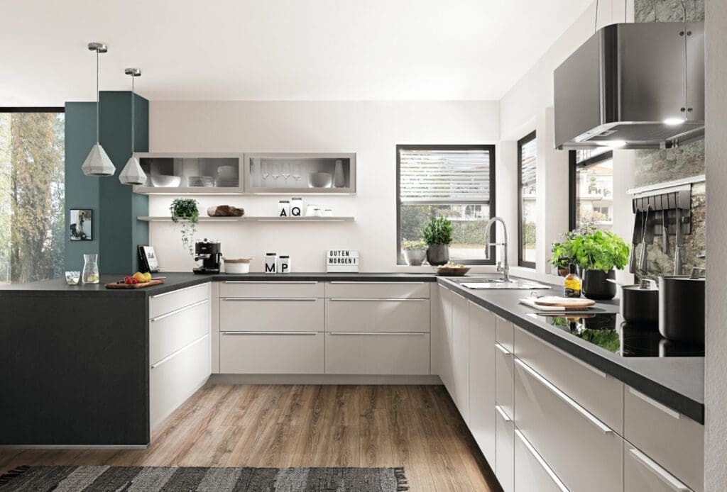 Nobilia Matt White U Shaped Kitchen 1 | German Kitchen Outlet Greenhill, Sheffield