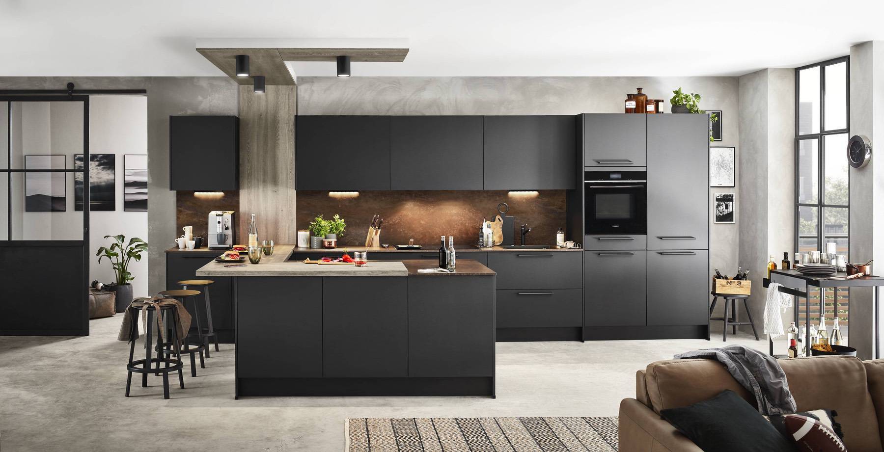 Nobilia Dark Modern Kitchen 1 | Lead Wolf, Gotham