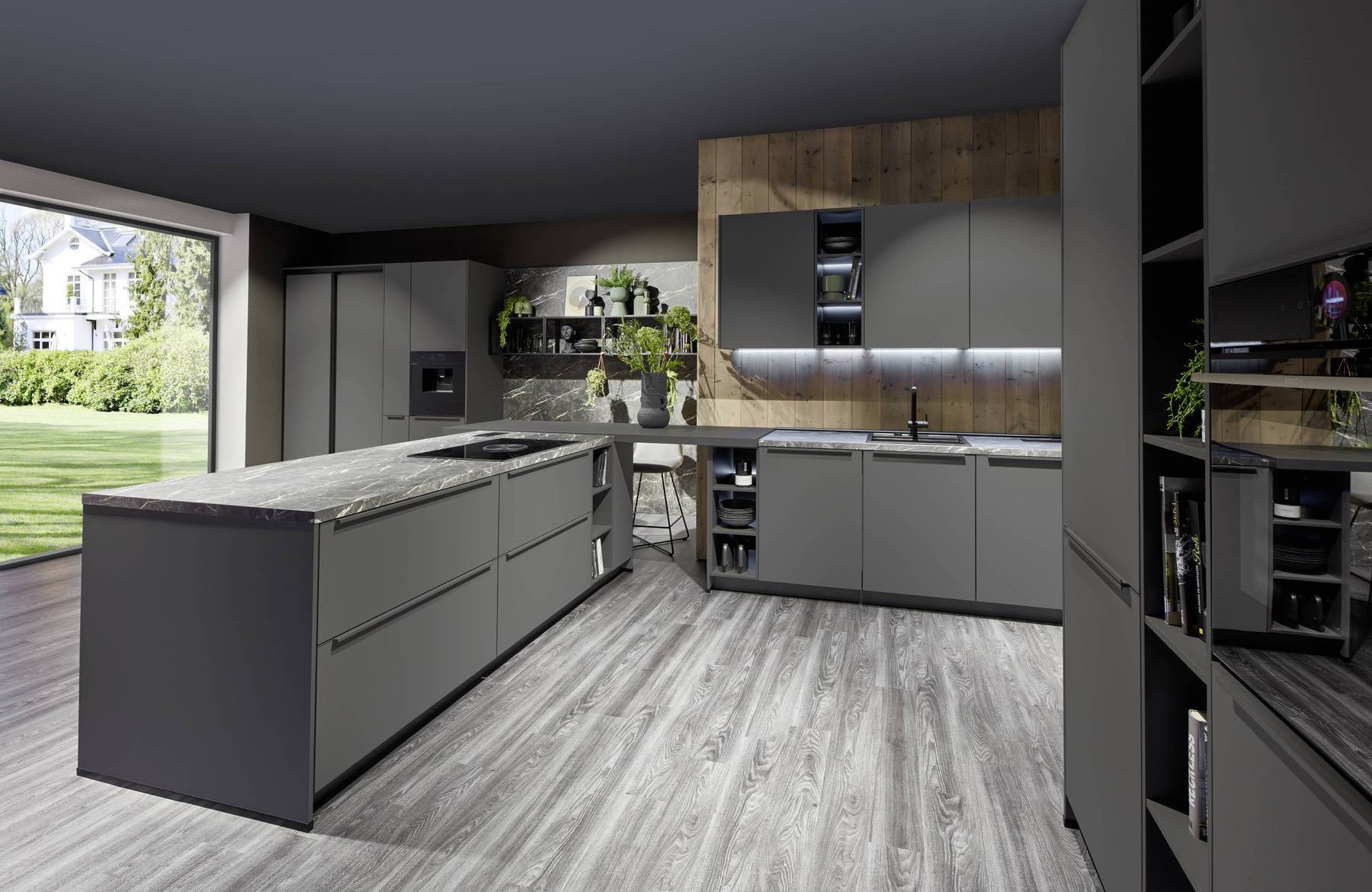 Nobilia Grey Modern Open Plan Kitchen | Lead Wolf, Gotham