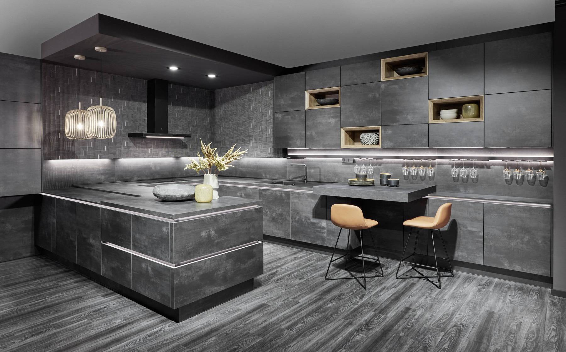 Nobilia Grey Modern Concrete Stone Kitchen | Lead Wolf, Gotham